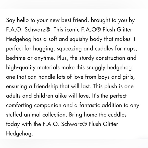 FAO Schwartz Sparklers BLUE Hedgehog Plush Toy. NWT - Picture 15 of 15